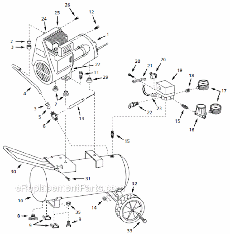 Page A Diagram and Parts List for WL610002  Campbell Hausfeld Compressor